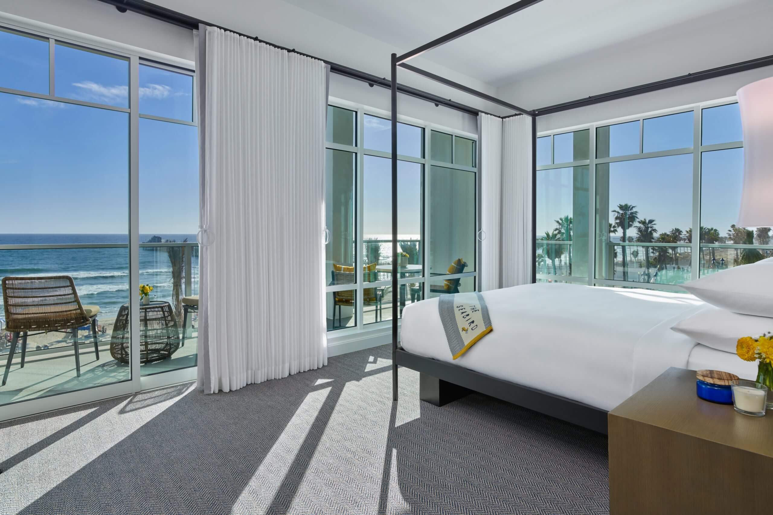 Grand Ocean Suite Bedroom at The Seabird Oceanside