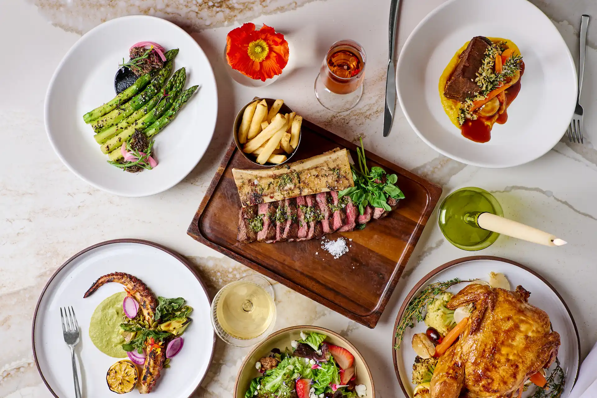 Photo of a Piper Restaurant dinner spread