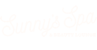 Sunny's Spa and Beauty Lounge logo in elegant cursive font on a white background, simple design.