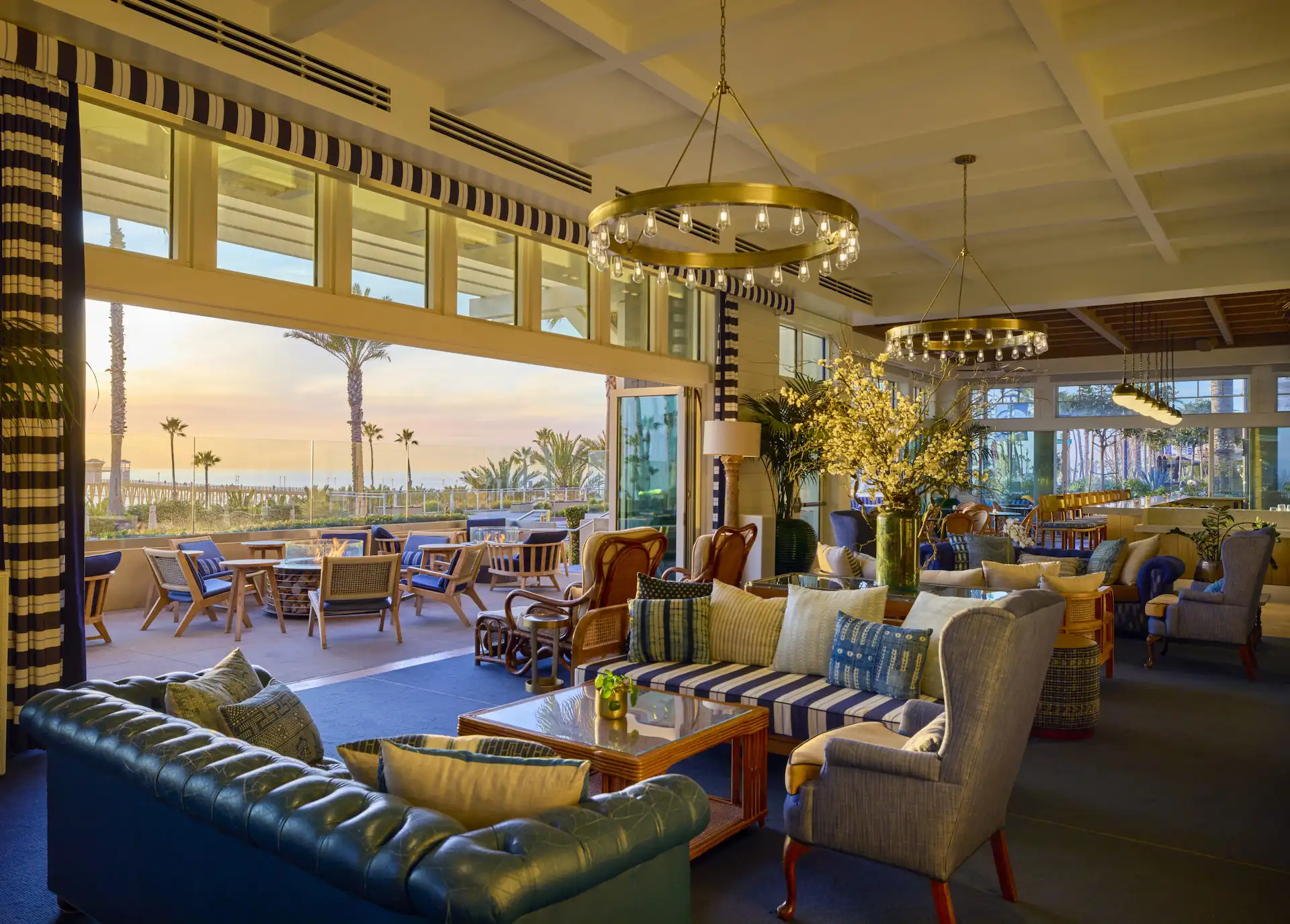 restaurant with sunset and ocean view